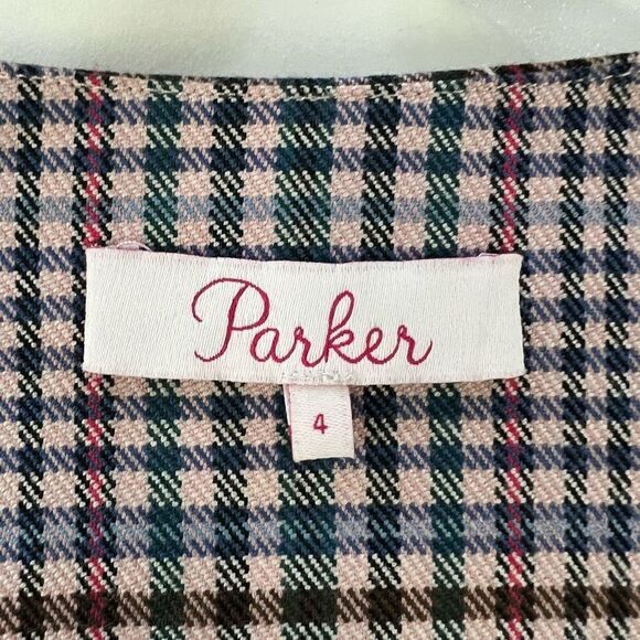 Parker Derby Blazer Mini Dress Women’s 4 Plaid Pink 4 Button Closure Workwear - Picture 12 of 15